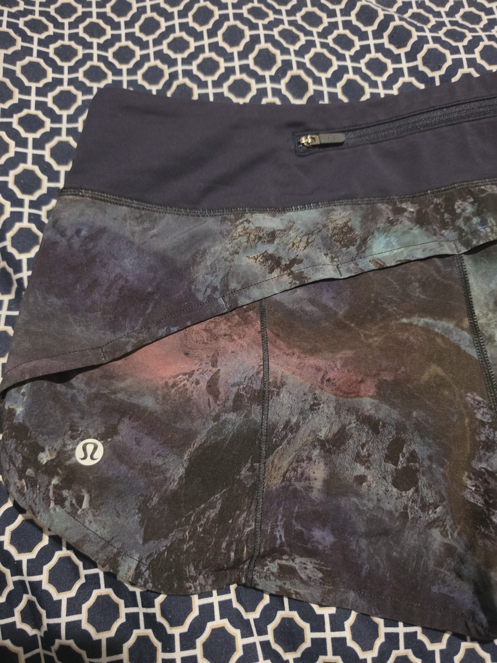 lululemon athletica Women's Multi-Color Athletic Shorts - Dark Navy Waistband